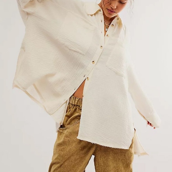 Free People We the Free Oversized Cardiff Top Optic White XS NWT - Picture 3 of 16